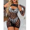 imageFloerns Womens Sheer Mesh Sleeveless Babydoll Slip Lingerie NightgownBlack Oil Sheer