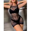 imageFloerns Womens Sheer Mesh Sleeveless Babydoll Slip Lingerie NightgownBlack Sheer Leopard