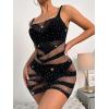 imageFloerns Womens Sheer Mesh Sleeveless Babydoll Slip Lingerie NightgownBlack Solid