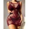 imageFloerns Womens Sheer Mesh Sleeveless Babydoll Slip Lingerie NightgownBurgundy Floral
