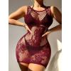 imageFloerns Womens Sheer Mesh Sleeveless Babydoll Slip Lingerie NightgownBurgundy Floral