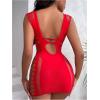 imageFloerns Womens Sheer Mesh Sleeveless Babydoll Slip Lingerie NightgownDeep Red