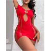 imageFloerns Womens Sheer Mesh Sleeveless Babydoll Slip Lingerie NightgownDeep Red
