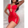 imageFloerns Womens Sheer Mesh Sleeveless Babydoll Slip Lingerie NightgownDeep Red