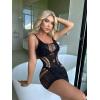 imageFloerns Womens Sheer Mesh Sleeveless Babydoll Slip Lingerie NightgownJade Black