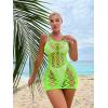 imageFloerns Womens Sheer Mesh Sleeveless Babydoll Slip Lingerie NightgownLime Green