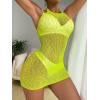 imageFloerns Womens Sheer Mesh Sleeveless Babydoll Slip Lingerie NightgownLime Green Plain