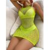 imageFloerns Womens Sheer Mesh Sleeveless Babydoll Slip Lingerie NightgownLime Green Plain