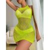 imageFloerns Womens Sheer Mesh Sleeveless Babydoll Slip Lingerie NightgownLime Green Plain