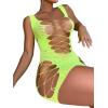 imageFloerns Womens Sheer Mesh Sleeveless Babydoll Slip Lingerie NightgownLime Green Solid