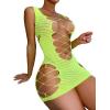 imageFloerns Womens Sheer Mesh Sleeveless Babydoll Slip Lingerie NightgownLime Green Solid