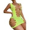 imageFloerns Womens Sheer Mesh Sleeveless Babydoll Slip Lingerie NightgownLime Green Solid