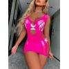imageFloerns Womens Sheer Mesh Sleeveless Babydoll Slip Lingerie NightgownNeon Pink