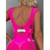 imageFloerns Womens Sheer Mesh Sleeveless Babydoll Slip Lingerie NightgownNeon Pink