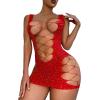 imageFloerns Womens Sheer Mesh Sleeveless Babydoll Slip Lingerie NightgownRed Plain