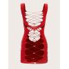imageFloerns Womens Sheer Mesh Sleeveless Babydoll Slip Lingerie NightgownRuby Red