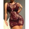 imageFloerns Womens Sheer Mesh Sleeveless Babydoll Slip Lingerie NightgownRust Red