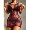 imageFloerns Womens Sheer Mesh Sleeveless Babydoll Slip Lingerie NightgownRust Red