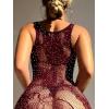 imageFloerns Womens Sheer Mesh Sleeveless Babydoll Slip Lingerie NightgownRust Red