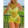 imageFloerns Womens Sheer Mesh Sleeveless Babydoll Slip Lingerie NightgownSolid Lime Green