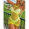 imageFloerns Womens Sheer Mesh Sleeveless Babydoll Slip Lingerie NightgownSolid Lime Green