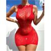 imageFloerns Womens Sheer Mesh Sleeveless Babydoll Slip Lingerie NightgownTomato Red