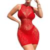 imageFloerns Womens Sheer Mesh Sleeveless Babydoll Slip Lingerie NightgownTomato Red