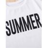 imageFloerns Girls 2 Piece Outfits Graphic Print Drop Shoulder Tee ampamp Contrast Binding Track Shorts Clothing SetBlack  White Graphic