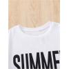 imageFloerns Girls 2 Piece Outfits Graphic Print Drop Shoulder Tee ampamp Contrast Binding Track Shorts Clothing SetBlack  White Graphic