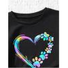 imageFloerns Girls 2 Piece Outfits Graphic Print Drop Shoulder Tee ampamp Contrast Binding Track Shorts Clothing SetBlack Heart