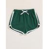 imageFloerns Girls 2 Piece Outfits Graphic Print Drop Shoulder Tee ampamp Contrast Binding Track Shorts Clothing SetDark Green