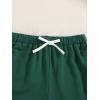 imageFloerns Girls 2 Piece Outfits Graphic Print Drop Shoulder Tee ampamp Contrast Binding Track Shorts Clothing SetDark Green