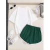 imageFloerns Girls 2 Piece Outfits Graphic Print Drop Shoulder Tee ampamp Contrast Binding Track Shorts Clothing SetDark Green