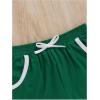 imageFloerns Girls 2 Piece Outfits Graphic Print Drop Shoulder Tee ampamp Contrast Binding Track Shorts Clothing SetGreen and White