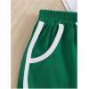 imageFloerns Girls 2 Piece Outfits Graphic Print Drop Shoulder Tee ampamp Contrast Binding Track Shorts Clothing SetGreen and White