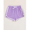 imageFloerns Girls 2 Piece Outfits Graphic Print Drop Shoulder Tee ampamp Contrast Binding Track Shorts Clothing SetLilac Purple