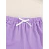 imageFloerns Girls 2 Piece Outfits Graphic Print Drop Shoulder Tee ampamp Contrast Binding Track Shorts Clothing SetLilac Purple