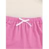 imageFloerns Girls 2 Piece Outfits Graphic Print Drop Shoulder Tee ampamp Contrast Binding Track Shorts Clothing SetPink