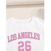 imageFloerns Girls 2 Piece Outfits Graphic Print Drop Shoulder Tee ampamp Contrast Binding Track Shorts Clothing SetPink