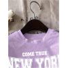 imageFloerns Girls 2 Piece Outfits Graphic Print Drop Shoulder Tee ampamp Contrast Binding Track Shorts Clothing SetPurple and Black