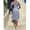 imageFloerns Womens Milkmaid Floral Print Puff Sleeve Square Neck Slit Hem Midi DressDusty Blue
