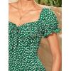 imageFloerns Womens Milkmaid Floral Print Puff Sleeve Square Neck Slit Hem Midi DressGreen