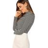 imageFloerns Womens Mock Turtleneck Long Sleeve Slim Fit Stretch Striped TShirts Tunic Tops Fall Fashion Trendy Outfits ClothesA Striped