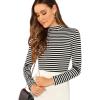 imageFloerns Womens Mock Turtleneck Long Sleeve Slim Fit Stretch Striped TShirts Tunic Tops Fall Fashion Trendy Outfits ClothesA Striped