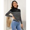 imageFloerns Womens Mock Turtleneck Long Sleeve Slim Fit Stretch Striped TShirts Tunic Tops Fall Fashion Trendy Outfits ClothesAzure Black White
