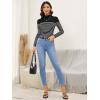 imageFloerns Womens Mock Turtleneck Long Sleeve Slim Fit Stretch Striped TShirts Tunic Tops Fall Fashion Trendy Outfits ClothesAzure Black White