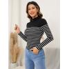 imageFloerns Womens Mock Turtleneck Long Sleeve Slim Fit Stretch Striped TShirts Tunic Tops Fall Fashion Trendy Outfits ClothesAzure Black White
