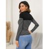 imageFloerns Womens Mock Turtleneck Long Sleeve Slim Fit Stretch Striped TShirts Tunic Tops Fall Fashion Trendy Outfits ClothesAzure Black White