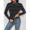 imageFloerns Womens Mock Turtleneck Long Sleeve Slim Fit Stretch Striped TShirts Tunic Tops Fall Fashion Trendy Outfits ClothesBlack C