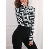 imageFloerns Womens Mock Turtleneck Long Sleeve Slim Fit Stretch Striped TShirts Tunic Tops Fall Fashion Trendy Outfits ClothesBlack Geo